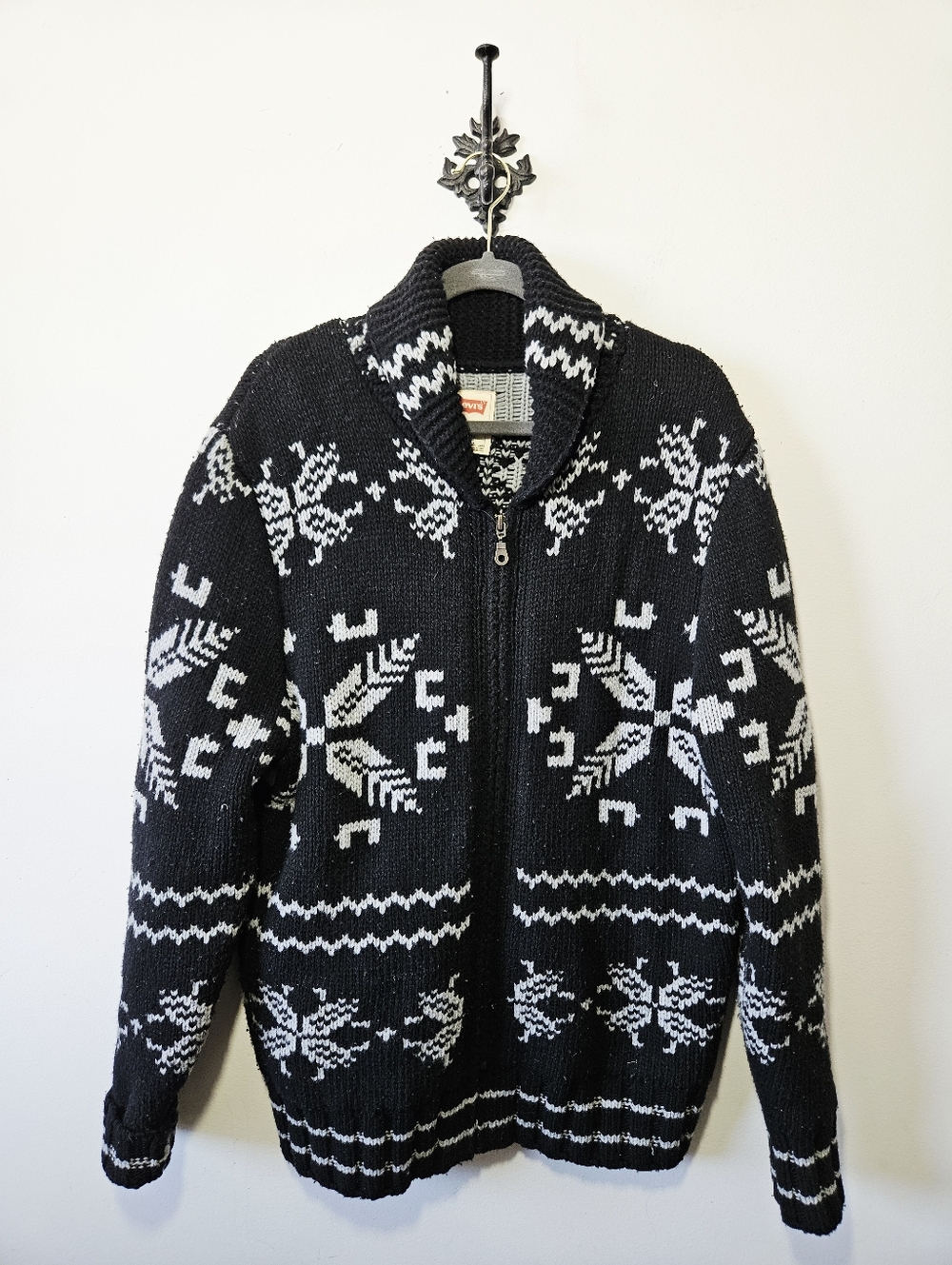 Levi's Cowichan Sweater Size XL Lambs Wool Full Zip Cardigan
